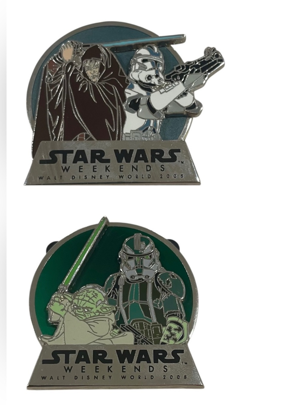 Disney Pins Set of 2 Star Wars Weekends Anakin Yoda Lightsaber Clone Trooper LE